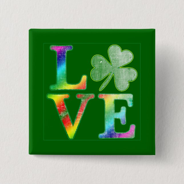 Love in Rainbow Colours with Distressed Look 15 Cm Square Badge (Front)
