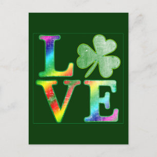 Love in Rainbow Colours with Distressed Look Postcard