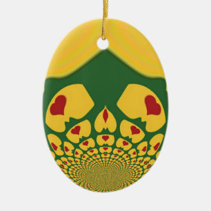 Love in Rasta Colours: Reggae Hearts Abstract Art  Ceramic Tree Decoration