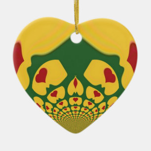 Love in Rasta Colours: Reggae Hearts Abstract Art Ceramic Tree Decoration