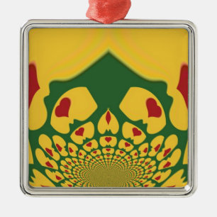 Love in Rasta Colours: Reggae Hearts Abstract Art Metal Tree Decoration