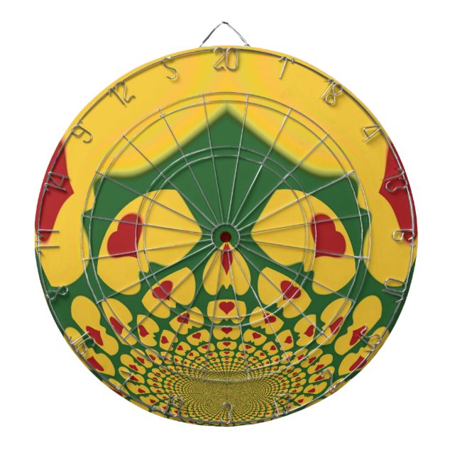 Love in Rasta Colours: Reggae Hearts Dartboard (Front)