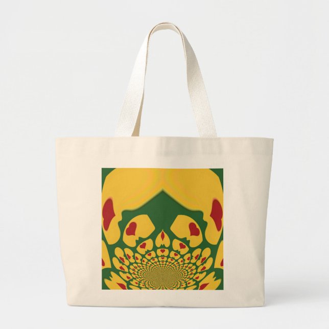 Love in Rasta Colours: Reggae Hearts Large Tote Bag (Front)