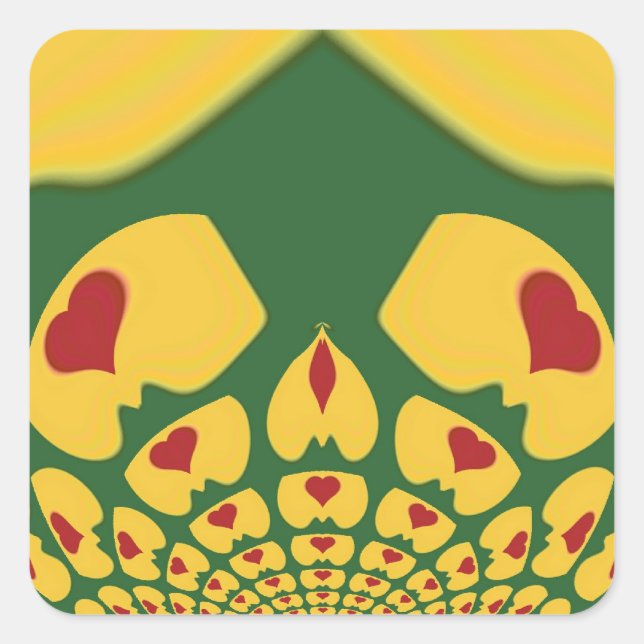 Love in Rasta Colours: Reggae Hearts Square Sticker (Front)