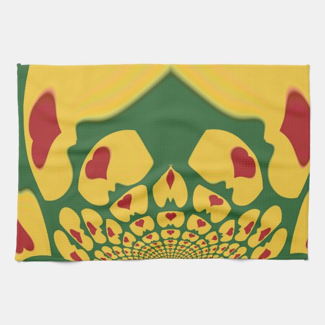 Love in Rasta Colours: Reggae Hearts Tea Towel (Horizontal)