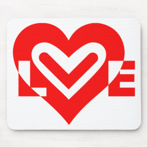Love in Red Mouse Mat