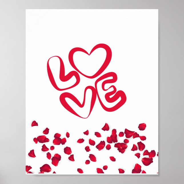 Love In Red With Red Petals Poster (Front)