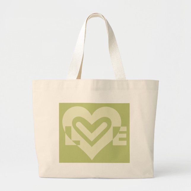 Love in Sage Green Large Tote Bag (Front)