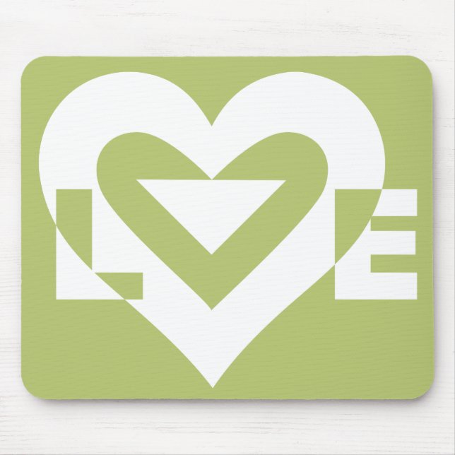 Love in Sage Green Mouse Mat (Front)