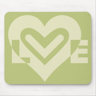Love in Sage Green Mouse Mat