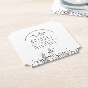 Love in San Diego   City Skyline Welcome Paper Coaster