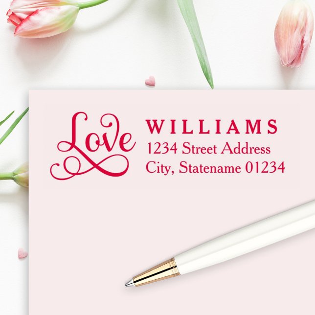 Love in Script Wedding Return Address Self-inking Stamp (Creator Uploaded)