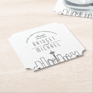 Love in Seattle   City Skyline Welcome Paper Coaster