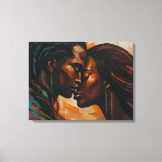 Love in Shades of Brown Abstract Lovers Kissing  Canvas Print