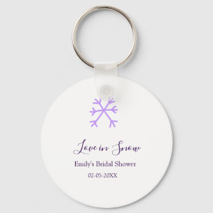 Love in Snow bridal shower purple snowflakes paste Key Ring