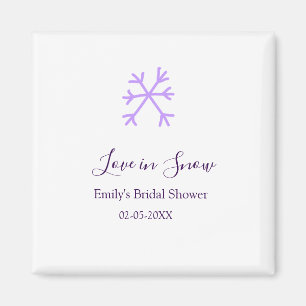 Love in Snow bridal shower purple snowflakes paste Magnet