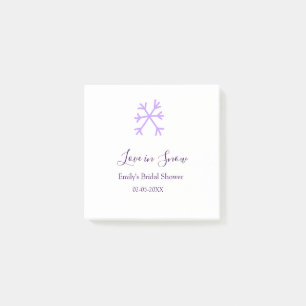 Love in Snow bridal shower purple snowflakes paste Post-it Notes