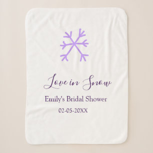 Love in Snow bridal shower purple snowflakes paste Sherpa Blanket