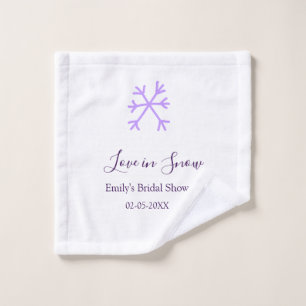 Love in Snow bridal shower purple snowflakes paste Wash Cloth