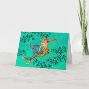 LOVE IN THE ABYSS Mermaid and Triton Valentine Day Holiday Card