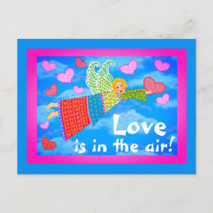 Love in the Air Angel with Hearts Postcard