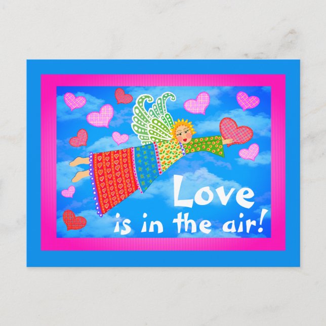 Love in the Air Angel with Hearts Postcard (Front)