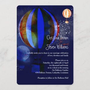 Love in the Air Balloons Evening Wedding Invitation