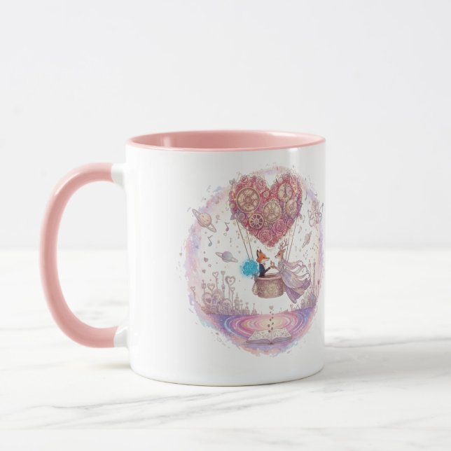"Love in the Air" Fox Heart Hot Air Balloon Mug (Left)