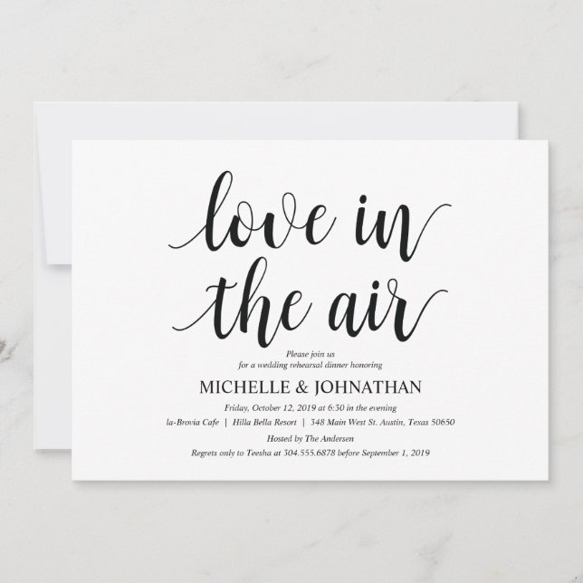 love in the air Rehearsal Dinner Invitation cards (Front)