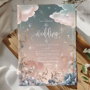 Love in the Air Sparkles and Florals Wedding Invitation