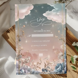 Love in the Air Sparkles and Florals Wedding RSVP Card
