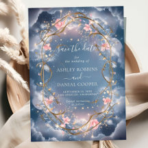 Love in the Air Sparkly Floral Save The Date