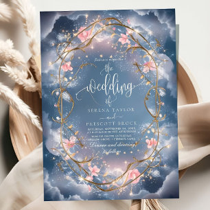 Love in the Air Sparkly Floral Wedding Invitation