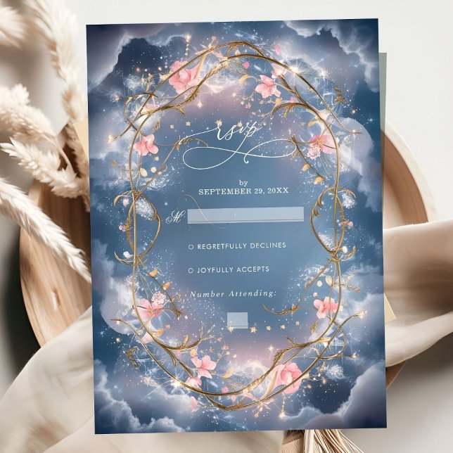 Love in the Air Sparkly Floral Wedding RSVP Card (Creator Uploaded)