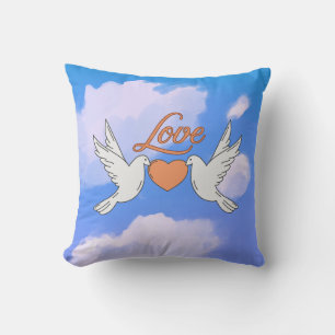 Love in the Clouds – Dove Heart Cushion