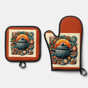 Love in the Kitchen: Silver Quilted Oven Mitt with Oven Mitt & Pot Holder Set