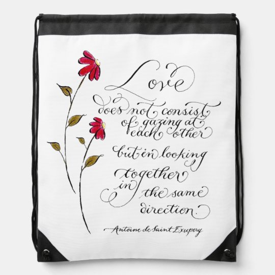 Love in the same direction typography quote drawstring bag