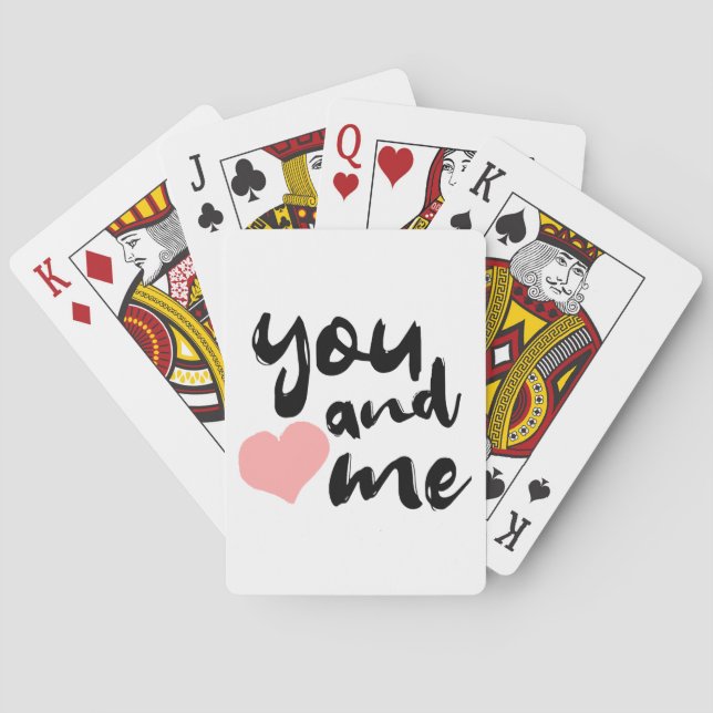 Love in Two Words You and Me. Valentines Day Playing Cards (Back)