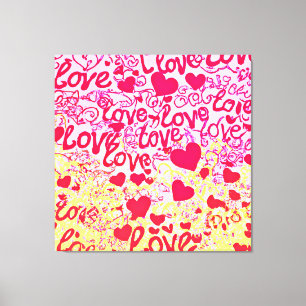 Love in Vibrant Colour Pattern Canvas Print