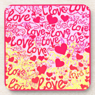 Love in Vibrant Colour Pattern Coaster