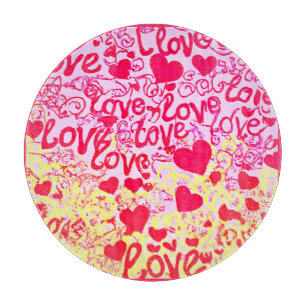 Love in Vibrant Colour Pattern Cutting Board