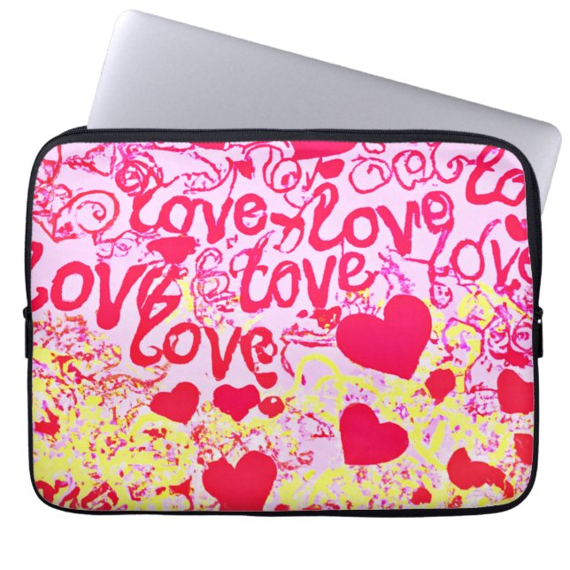 Love in Vibrant Colour Pattern Laptop Sleeve (Front)