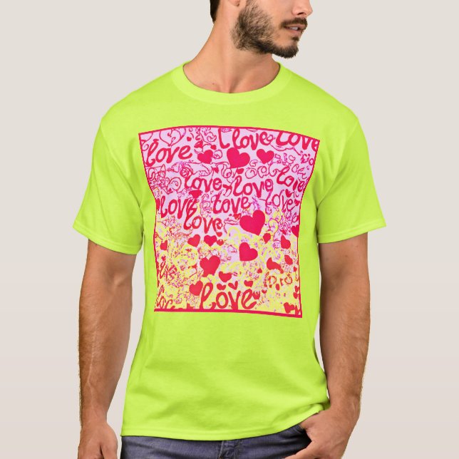 Love in Vibrant Colour Pattern T-Shirt (Front)