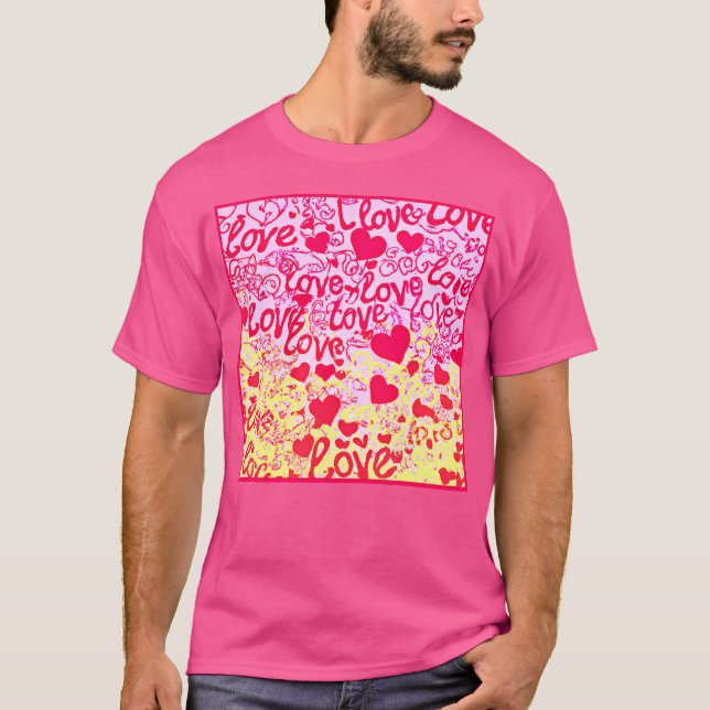 Love in Vibrant Colour Pattern T-Shirt (Front)