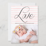 Love in Watercolor Stripes Valentine's Day Card<br><div class="desc">Cute and whimsical Valentine's Day flat card featuring blush pink stripes pattern and script.</div>