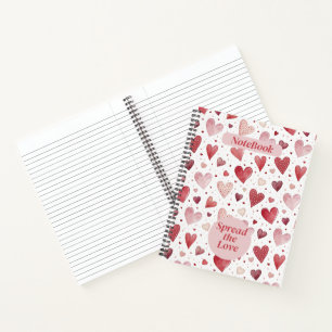 Love in Watercolor - Whimsical Heart Pattern Notebook