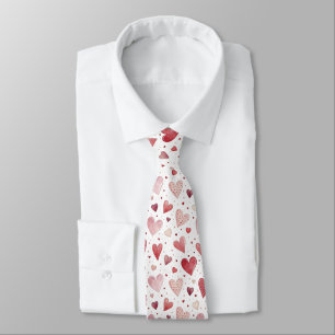 Love in Watercolor - Whimsical Heart Pattern Tie