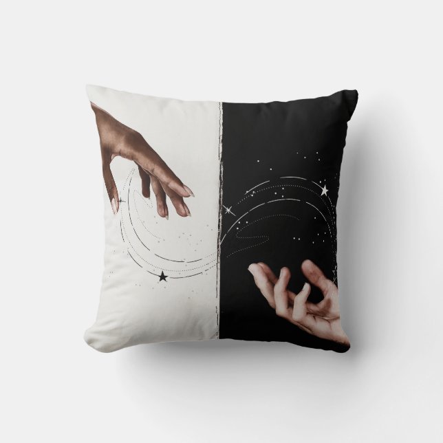 Love in White Script with Heart Custom Photo Throw Cushion (Front)