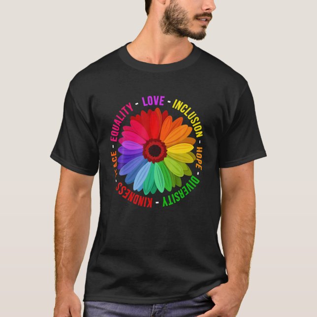 Love Inclusion Hope Diversity Kindness Peace Equal T-Shirt (Front)