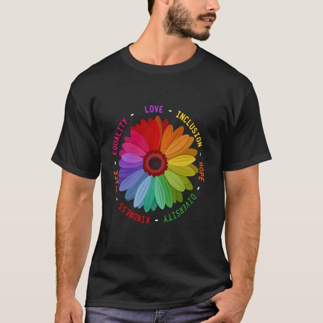 Love Inclusion Hope Diversity Kindness Peace Equal T-Shirt (Front)